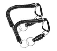 Funien 2pcs Magnetic Net Release Holder Keeper Landing Net Connector with Coiled Lanyard Clip for Fly Fishing (Black)