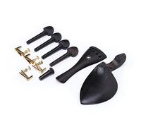 Funien 4/4 Violin Parts Set, Premium Ebony Fine Adjusters and Chin Rest for Fiddles, Essential Accessories Kit, Professional Grade