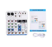 Funien 4 Channel Sound Mixer Professional DSP Digital Reverb USB BT MP3 Module XLR Inputs 48V Phantom Power for Live Streaming Karaoke, Type-C Power Support (White)