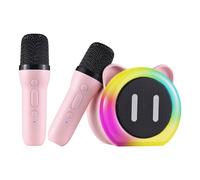 Funien 4-Speaker Karaoke, Crystal Clear Sound, Wireless Microphone, and Speaker Set, Multi-Color RGB Lighting Effects, Portable BT Speaker with Microphone for Home Party,