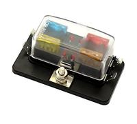 Funien 4 Way Fuse Box with LED Indicator, 5A 10A 15A 20A Fuses, Red LED Warning, Transparent Cover, Splash Proof, for Car Boat Marine Caravan 12V 24V