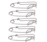 Funien 5PCS Stainless Steel Long Line Clips Snap Swivels Fishing Connectors Quick Change Pin with Polished Smooth Surface for Freshwater Saltwater Surf Ocean Fishing (1.8 * 60MM)