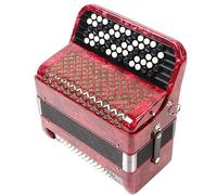 Funien 62 Keys Accordion for Beginners, Accordion, Educational Musical Instrument with Straps, Red, for Home Practice or Stage Performance
