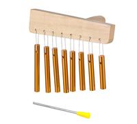 Funien Bar Chimes 8 Tone Hand Bells with Knock Stick Birch Wood Solid Aluminum Tube Windchime Chimes Bells Hand Held Bar Bells Percussion Instrument for Beginner Instrument (Gold)