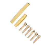 Funien Brass Guitar Pegs, Nut Saddle Set, Bridge Pin GL27 Ballad Button Fixing Tool, | Beautiful Golden Metallic Luster Acoustic Strings Accessories, Stable and Resonant Sound, Easy