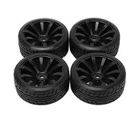 Funien Drift Car Tires 4PCS 1/10 Hard Tyre, RC Rubber Wheels Set for TT02 On Road Drifting Car, Black, with Smooth Effect, Better Grip and Handling, Simple Installation