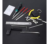 Funien Guitar Repair Kit Multifunction Tool with Gauges Screwdrivers Hex Wrenches Storage Bag for Guitar Bass Mandolin Banjo Stringed Instrument Maintenance (With pliers)