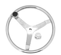 Funien High Quality 316 Stainless Steel Steering Wheel, 3 Spoke Marine Yacht Wheel 13-1/2in Diameter 3-1/2in Height with Turning Knob for Standard 3/4in Tapered Shaft Helms, Includes