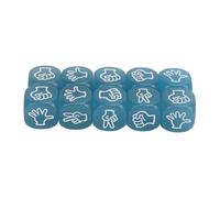Funien Luminous Rock Scissors Paper Finger Guessing Dice Set Durable Lightweight for Board Game Educational Game, 10pcs Plastic Dice for Math (Blue)