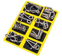 Funien Metal Wire Puzzles Brain Teaser Mind Game Toy for Adults and Kids (Yellow)