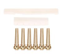 Funien Ox Bone, Copper and Ebony String Stud Kit for Guitar with Glossy Finish, Easy Installation and Adjustment, Suitable for Sound Improvement (Pure copper string nails + cow bone upper and)