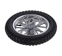 Funien Pocket Bike Rear Wheel, 12.5x2.75in Mini Rear Wheel AntiSkid Rubber Steel Alloy, Great Grip and Anti, Easy Installation Replacement For with Thickened Inner Tube, Fit For 2 (A(silver))