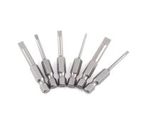Funien Slotted Bits 1/4 Inch Quarter Inch 0.25 6pcs 50mm S2 Alloy Steel Magnetic Tip Flat Head Hex Shank Set with 2.0-6.0mm Sizes for Electric Drills