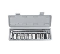 Funien Wrench Socket Set 10Pcs 1/2 Wrench Socket Set 8-21mm Auto Al Tool Kit Al Socket Tool Nation Set with Gray Storage Box