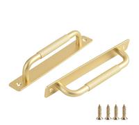 funifiti 2 Pack Cabinet Handles with Backplate Gold 7 inch Sliding Door Knurled Pulls Self-Tapping Screw Installation for Kitchen Drawers Dressers (Gold,with Screw, 7 inch)