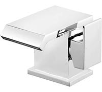 Funime Basin Taps Waterfall Square Mixers Bathroom Sink Mixer Taps Chrome Brass with UK Standard Fittings