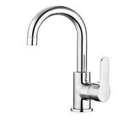 Funime Modern Basin Taps Mixers Bathroom Sink Taps Chrome Single Lever Swivel Basin Mixer Tap with UK Standard Fittings