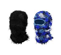 FuninCrea 2 Pack Distressed Balaclava Ski Mask, Balaclava Full Face Ski Mask for Men Women, Windproof Balaclava Ski Face Mask Shiesty Mask Winter Ski Mask (UK, Alpha, One Size, Plus Size, Style 2)