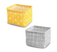 FuninCrea 2 Pieces Fabric Storage Baskets with Handles, 18*16*14cm Small Storage Box Foldable Desktop Clutter Organisation Storage Cubes for Cosmetics, Bathroom Products, Sundries
