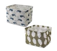 FuninCrea 2 Pieces Fabric Storage Baskets with Handles, 20*16*14cm Small Storage Box Foldable Desktop Clutter Organisation Storage Cubes Cosmetics, Bathroom Products, Sundries (Animals)