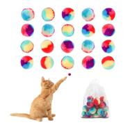 FuninCrea 20 Pcs Cat Ball Toy, 1.18-Inch Rainbow Cat Toy Ball Colorful Cat Pom Pom Balls with a Small Pouch, Fuzzy Kitty Balls for Cats, Kitten Toys for Playing Training Chasing (A,Small)