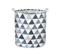 FuninCrea 28L Large Laundry Baskets Cotton Linen Foldable Washing Basket with Handles, Laundry Hamper Circular Laundry Bin for Bathroom, Portable Dirty Clothes Basket for Laundry (Triangle)