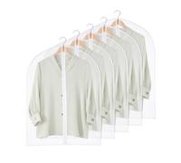 FuninCrea 5 Pack Dress Bags Covers Long Suit Bag 60 x 80 cm Clothes Covers Protector Bags with Zipper, Garment Bags Dustproof Suit Cover Hanging Dress Cover for Clothes Storage (60 x 80 cm)