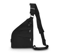 FuninCrea Anti Theft Sling Bag, Personal Flex Bag Slim Anti Theft Crossbody Bag with 4 Pockets, Nylon Mens Shoulder Bag Lightweight Chest Bag with Reflective Strip for Outdoor (Right Shoulder, Black)