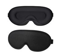 FuninCrea Blackout Sleep Mask for Men Women, Upgraded Silk Eye Mask Zero Eye Pressure Comfortable Blindfold 3D Eyes Masks for Sleep Light Blocking Travel Essentials with Adjustable Strap (Black)