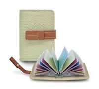 FuninCrea Credit Card Holder for Women with 22 Independent Card Sleeves Faux Leather Card Case Wallet Compact Card Wallets for Women with Snap Closure, Grey, Standard, Simple
