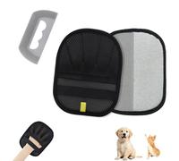 FuninCrea Electrostatic Pet Hair Removal Glove, Reusable Pet Hair Remover Tool for Cat & Dog, Five-Finger Magic Brush with a Rubber Brush for Couch Carpet, Lint Glove for Pet Hair (Black, 1 pcs)