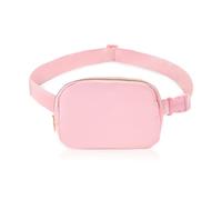FuninCrea Fanny Pack, Waterproof Nylon Waist Bag, Chest Bag with Adjustable Straps for Women Men, Fashionable Belt Bag with 3 Mesh Pockets for Training, Running, Travel, Hiking, pink, 20 x 2,5 x 14 cm