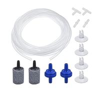 FuninCrea Fish Tank Air Pump Accessories, Aquarium Air Pipe Set with 6.5 Feet Oxygen Tube, Air Stone, Check Valve, Suction Cup and Connecting Pipe for Aquarium Airpump (B)