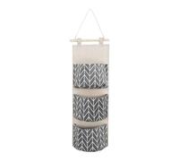 FuninCrea Hanging Storage Bag, 3-Layer Practical Wall Hanging Storage Bag, Cotton Linen Waterproof Fabric Door Hanging Pocket Organizer, Wall Hanging Finishing Bag Sundry Bag for Home (grey)
