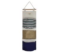 FuninCrea Hanging Storage Bag, 3-Layer Practical Wall Hanging Storage Bag, Cotton Linen Waterproof Fabric Door Hanging Pocket Organizer, Wall Hanging Finishing Bag Sundry Bag for Home (stripe)