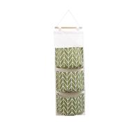 FuninCrea Hanging Storage Bag, 3-Layer Practical Wall Hanging Storage Organizer Bag, Cotton Linen Waterproof Fabric Door Storage Organizer (green)