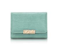 FuninCrea Ladies Purse Trifold Womens Purse with Heart-Shaped ID Window and 7 Credit Card Slots, Womens Wallet PU Leather Solid Color Minimalist Small Purses for Women with Snap-Fastener (Green)