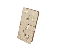 FuninCrea Long Women Wallets Hollowed Leaves Ladies Purse with 12 Credit Card Slots and ID Window, Large Womens Purse PU Leather Purses for Women with Zipper and Snap for Cards Coin Cash (Brown)