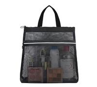 FuninCrea Mesh Shower Caddy Foldable and Portable Shower Bag with Zip Pocket, Quick-Drying Mesh Toiletry Bag with Sturdy Handle for Gym Dorm Travel Camping (Style1, Black)