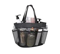 FuninCrea Mesh Shower Caddy, Portable Foldable Quick Dry Mesh Shower Bag With 8 Pockets for Bath Organizer Dorms Beach Travel (Black)