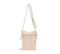 FuninCrea Phone Bag Straw Crossbody Bags for Women with 2 Zipper Pockets, Summer Small Cross Body Bag Straw Weaving Mobile Phone Bags with Detachable Strap Perfect for Summer Beach (Beige)