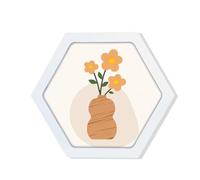 FuninCrea Round Picture Frames Small Photo Frame Poster Frame for Wall and Tabletop, Creative Wall Mounted Decorative Frames for Photography Works, Art Painting, Photos (Hexagonal, White, 7 inch)