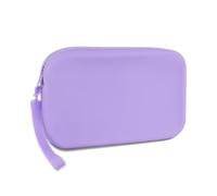 FuninCrea Silicone Makeup Bag, Waterproof Silicone Makeup Brush Holder Pencil Case with Wrist Strap, Small Cosmetic Bag for Purse Compact Travel Cosmetic Pouch for Lipstick Toothbrush, Purple-A, 8 x