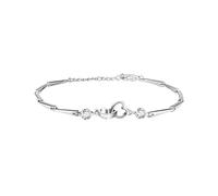 FuninCrea Silver Love Heart Bracelet Sparkle Cubic Zirconia Bracelet for Women Girls Classic Adjustable Crystal Friendship Bracelets Jewellery Gift for Birthday Anniversary Mother's Day Gift