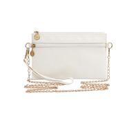 FuninCrea Small Cross Body Bag Women Mobile Phone Bag with Removable Chain & Wristlet Strap, PU Leather Women's Crossbody Bags Checkered Wristlet Clutch Bags with 2 Zipper Pockets (White)