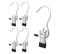 FuninCrea Stainless Steel Laundry Hooks Clip, 5pcs Anti-slip Boot Laundry Hanger Clips Portable Hanging Clothes Pins Multi-functional Single Clothing Hanger Holder for for Scarf, Gloves, Shoes(black)
