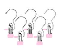 FuninCrea Stainless Steel Laundry Hooks Clip, 5pcs Anti-slip Boot Laundry Hanger Clips Portable Hanging Clothes Pins Multi-functional Single Clothing Hanger Holder for for Scarf, Gloves, Shoes(pink)