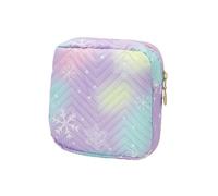 FuninCrea Travel Makeup Bag Gradient Portable 14x14cm Lipstick Storage Makeup Organiser Bags with Zipper, Waterproof Sanitary Napkin Storage Bag Small Cosmetic Pouch for Women and Girls (Purple)