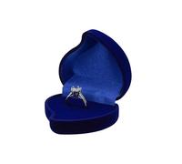 FuninCrea Velvet Ring Box Single Ring Holder Jewellery Gift Boxes Heart-Shaped Wedding Ring Box Small Engagement Ring Box for Marriage, Proposal, Engagement Ceremony (Blue)