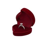 FuninCrea Velvet Ring Box Single Ring Holder Jewellery Gift Boxes Heart-Shaped Wedding Rings Box Small Engagement Rings Storage Boxes for Marriage, Proposal, Engagement Ceremony (Red)